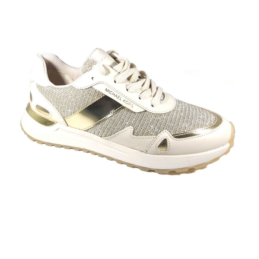 MICHAEL Michael Kors Monroe Glitter Chain-Mesh Trainer - Pale Gold ...