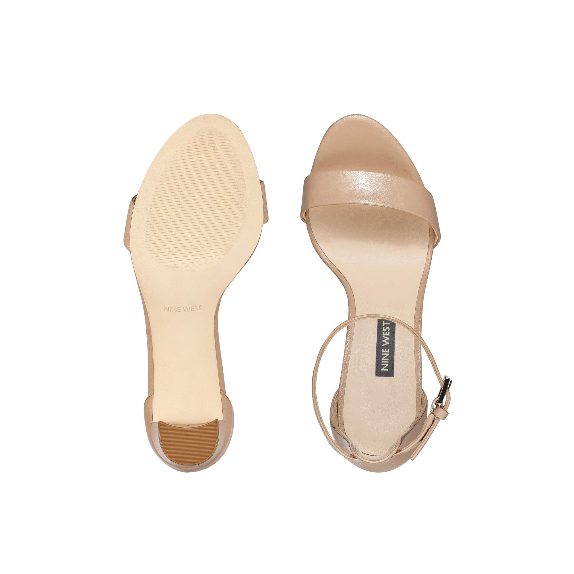 Sandales NINE WEST Nude – Talon 3,5 Pouces, Bout Ouvert, Taille 8.5, Cuir, Occasion