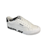 REPLAY Baskets à lacets college print pour hommes - Blanc/Noir