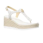 MICHAEL Michael Kors Sandale de plage à talon compensé Val à logo Signature pour femmes - Vanille