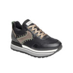 Nero Giardini I116940D-100 – Espadrilles en cuir et suède pour femmes – Noir