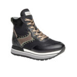 NERO GIARDINI I116943D-100 High Top Leather and Suede Sneakers for Women - Black