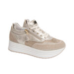 NERO GIARDINI E218060D-702 Suede Sneakers for Women - Beige