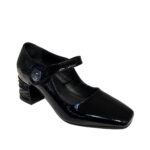 GUERO G2-701V Mary Jane Block Heel Patent Shoe for Women - Black