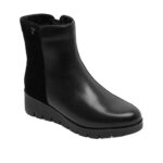 VALDINI Violet Leather and Suede Winter Boot for Women - Black